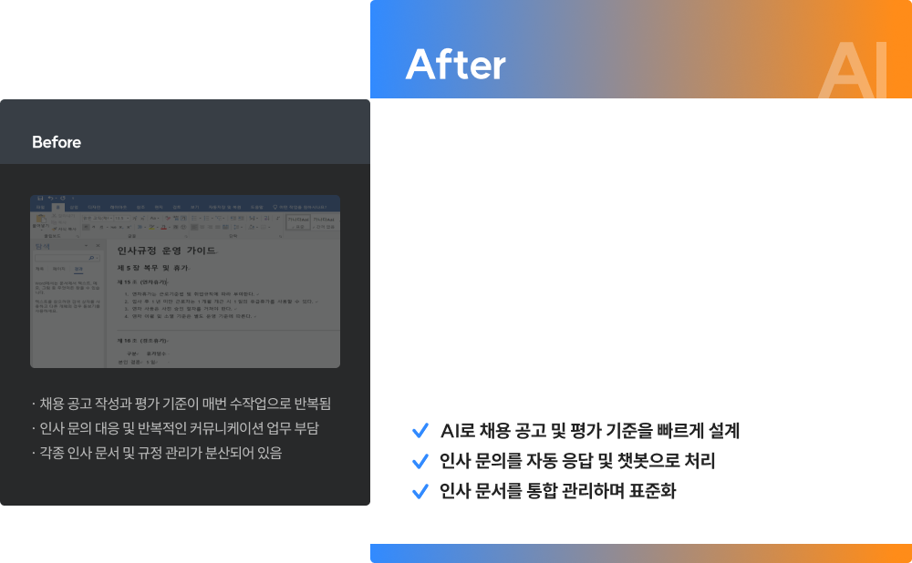 경영지원 AI 활용 전후 비교
